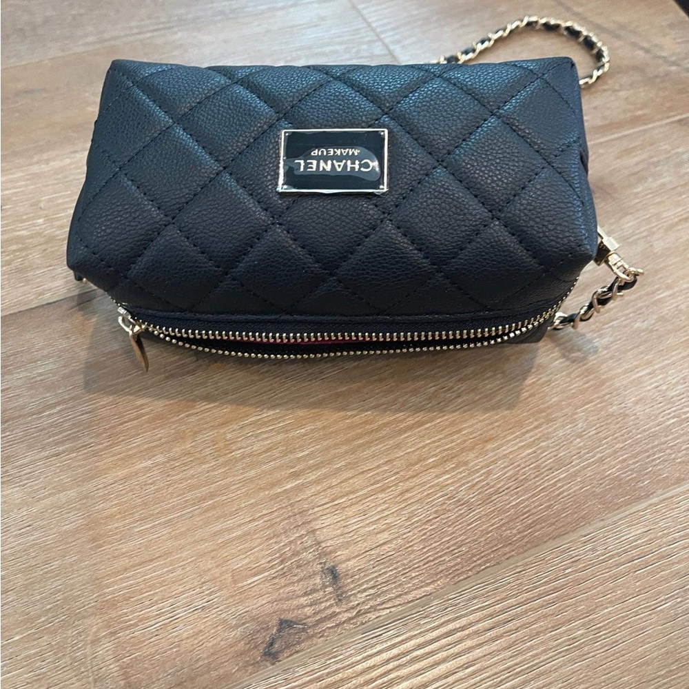Chanel Quilted Makeup Bag with chain